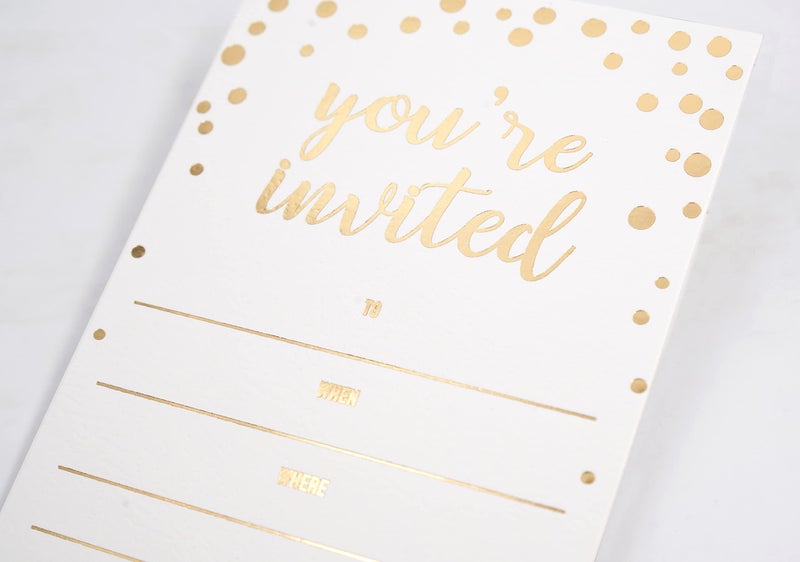 Partay Shenanigans 50 Pack Invitation Card - Elegant Greeting Cards â€˜â€™You are Invitedâ€™â€™ in Gold Foil Letters â€“ for Wedding, Bridal Shower, Baby Shower, Birthday Invitations - 52 Kraft Envelopes Included - 4" x 6" - Image 4